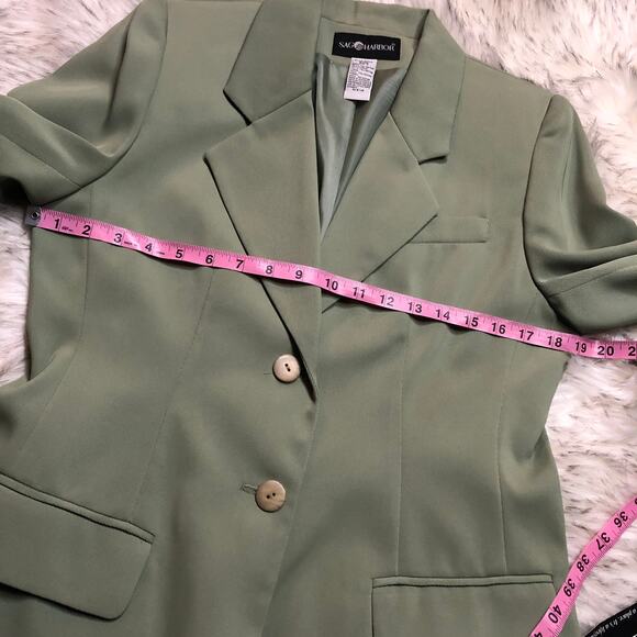 Vintage Deadstock 90s Sag Harbor NWT Pistachio Green Seasonless Twill Blazer - Picture 10 of 16